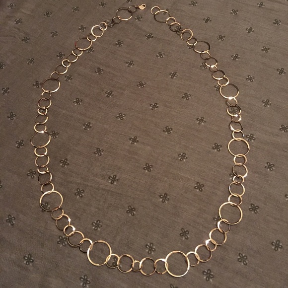 Vintage Long Gold Tone Circle Chain Sweater Necklace or Belt (?) - Picture 2 of 6